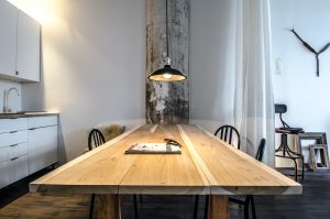 brown wooden table with chairs