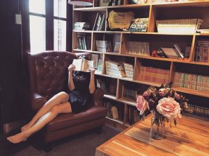 woman, reading, armchair