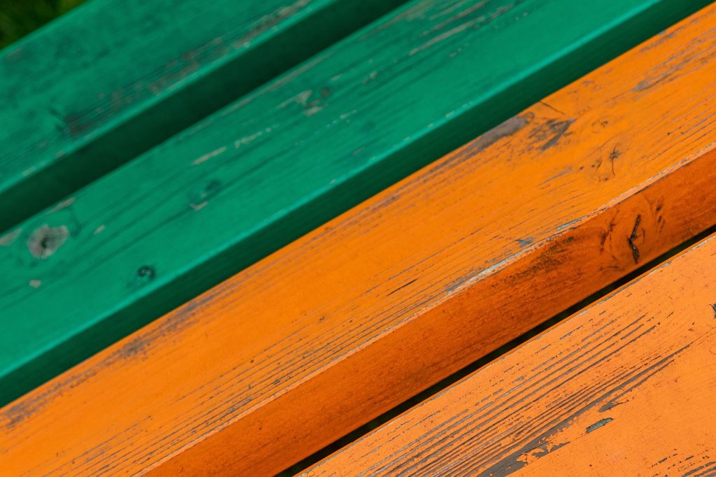 gartenbank, wood, orange