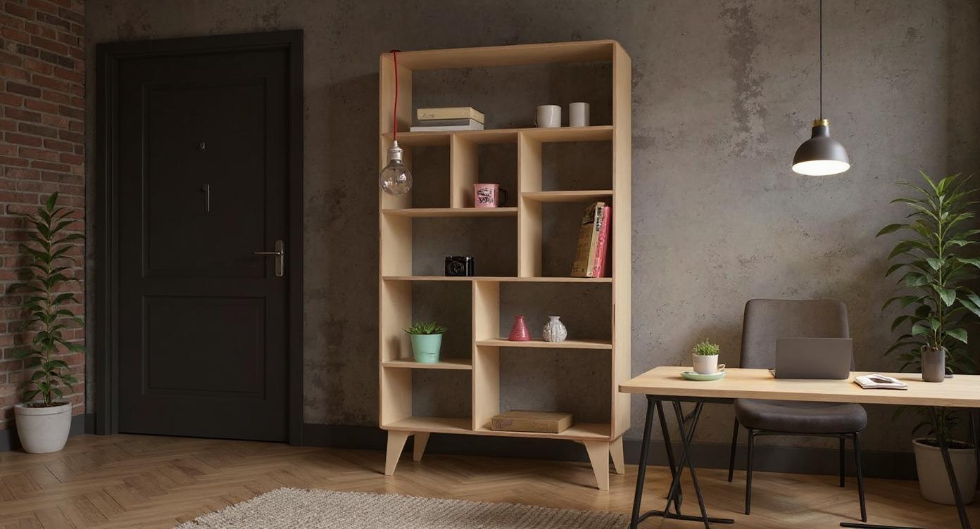 Asymmetrisches Skandinavisches Bücherregal für moderne Wohnräume