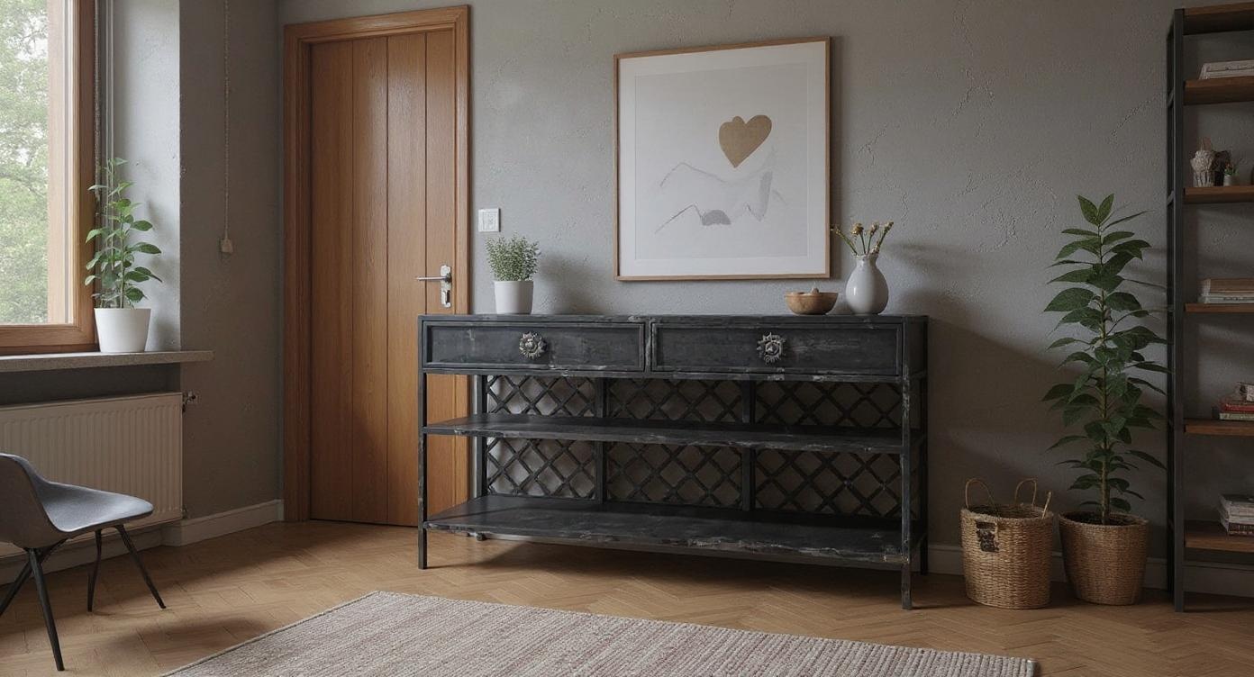 Elegante Nostalgie-Konsole im Jugendstil mit filigranen Blütenverzierungen