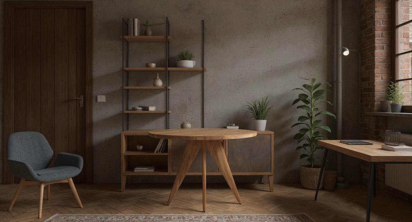 Eleganter Massivholz-Tisch im Japandi-Design mit Natürlicher Maserung