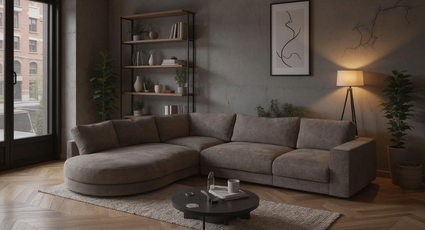 Elegantes 6-Sitzer Ecksofa aus hochwertigem Stoff mit außergewöhnlichem Komfort