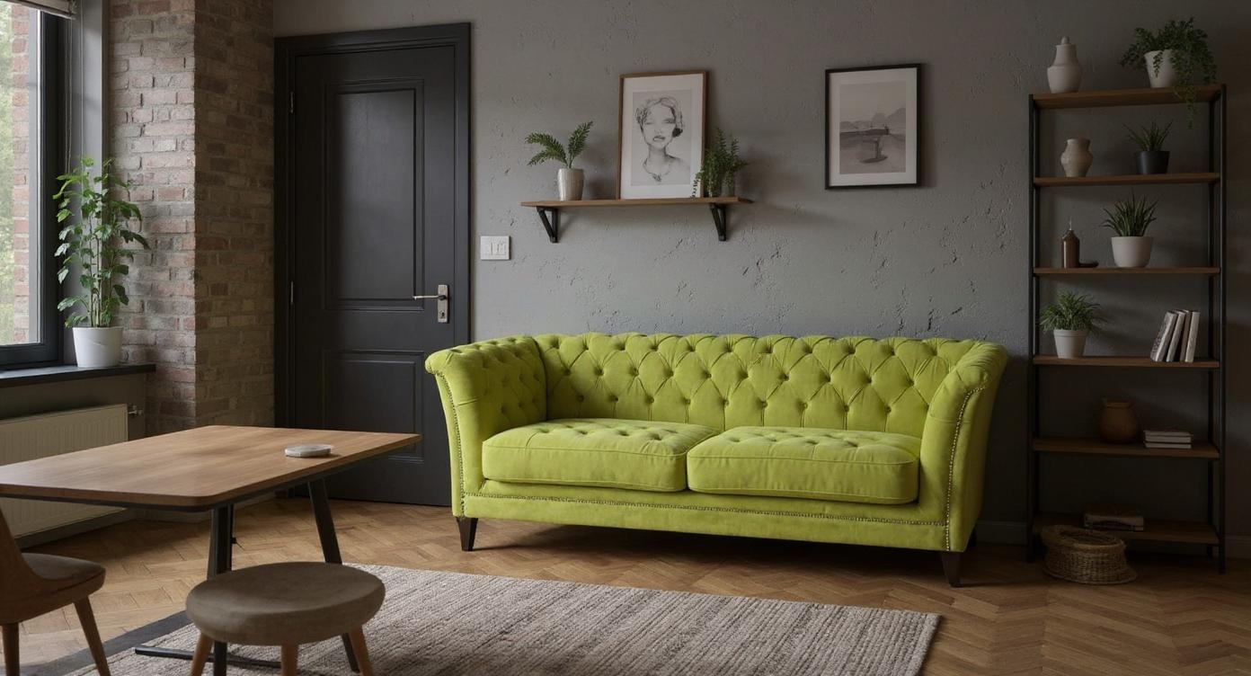 Elegantes Chesterfield-Sofa mit Schlaffunktion und hohem Wohlfühlkomfort