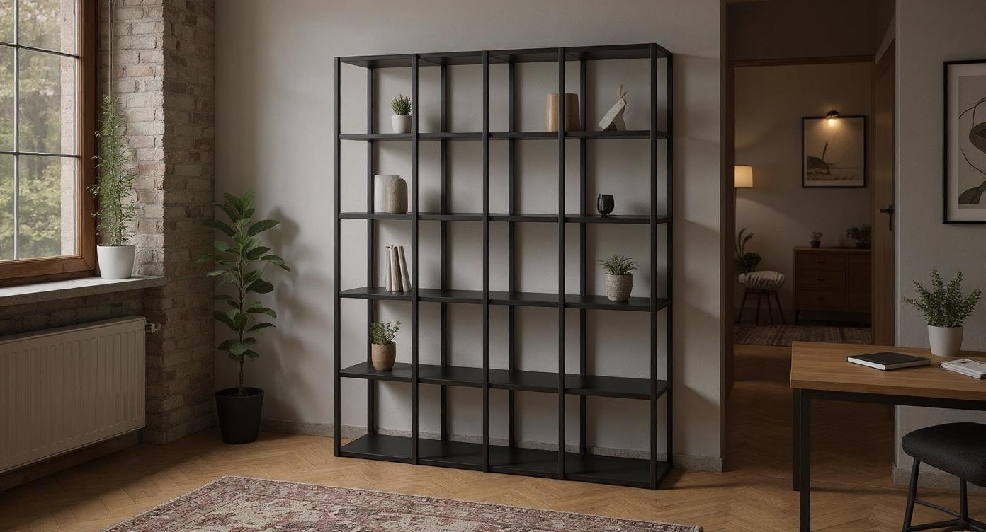 Industrielles Stahlregal für Bücher und Akten mit robustem Design