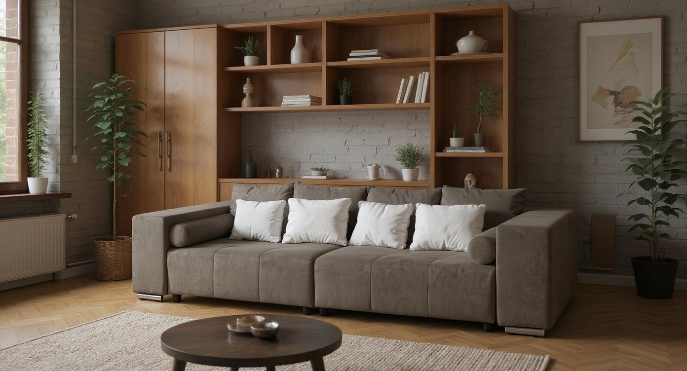 Luxuriöses 5-Sitzer Sofa mit Schlaffunktion und hochwertigem Stoff