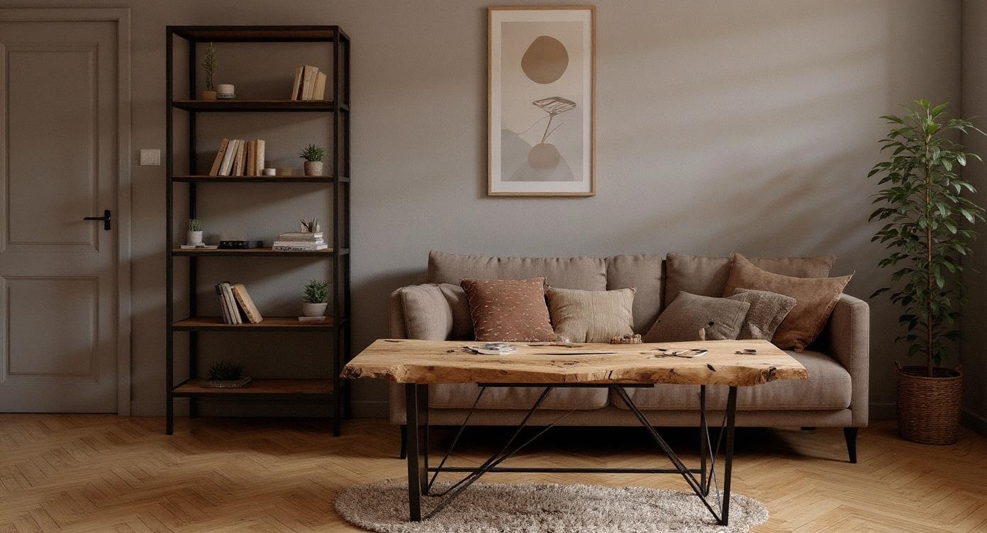 Massiver Eichenholztisch mit epoxy-Design und einzigartigem Look