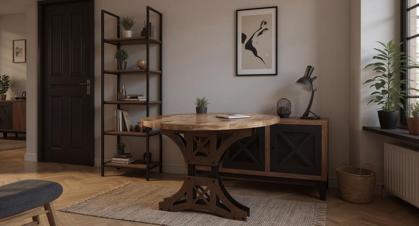 Massiver Esstisch aus Eiche mit eleganter Ellipsenform
