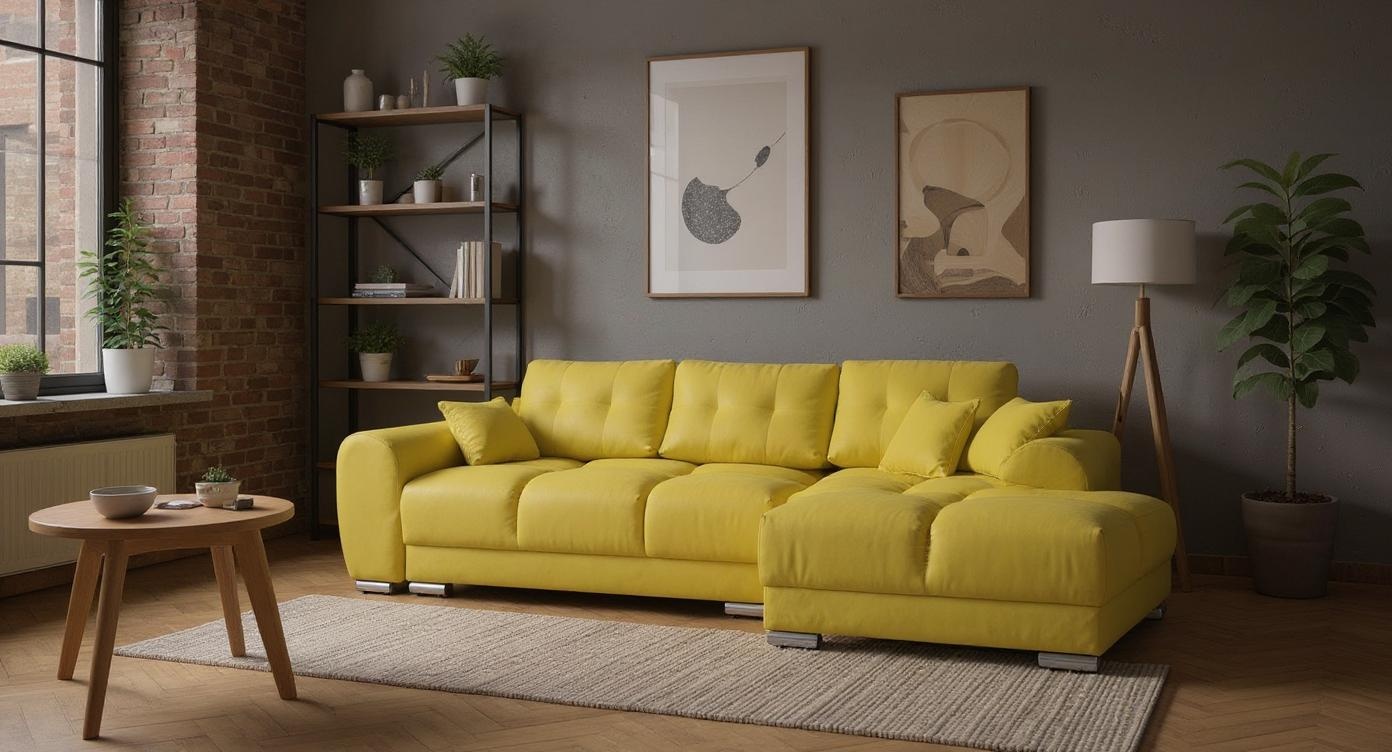Modernes Ecksofa mit Schlaffunktion und wählbarem Stoffbezug für ultimativen Komfort