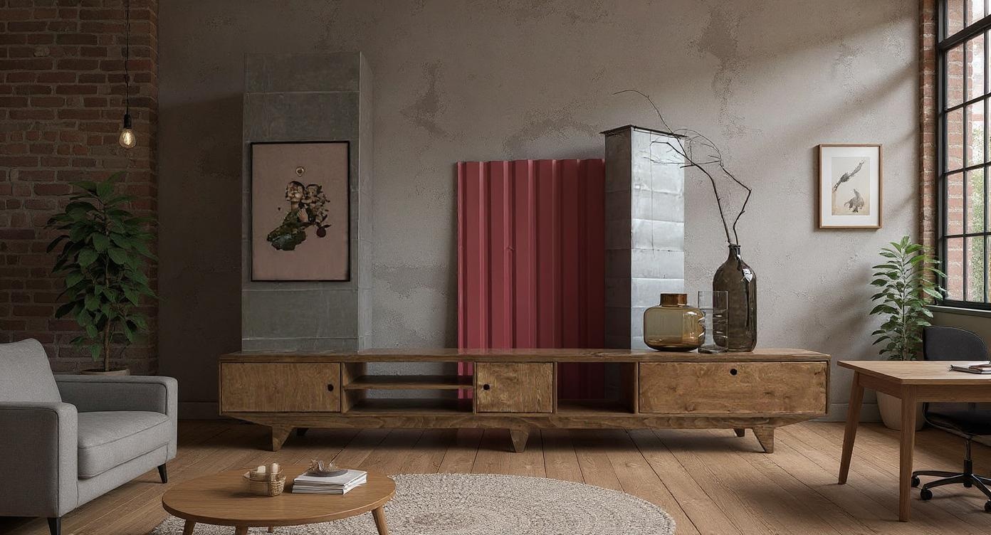 Modernes Lowboard im skandinavischen Stil mit asymmetrischem Design