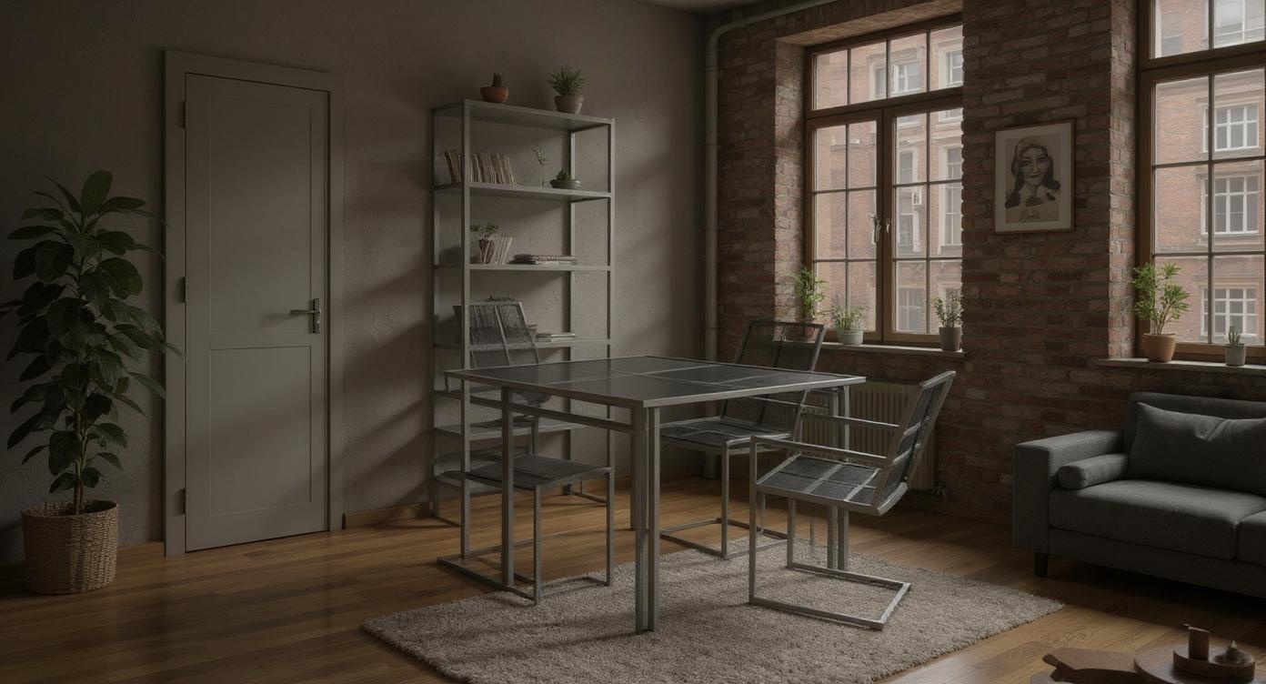 Robuste Loft-Sitzgruppe aus Stahl mit Rückenlehnen für Indoor und Outdoor