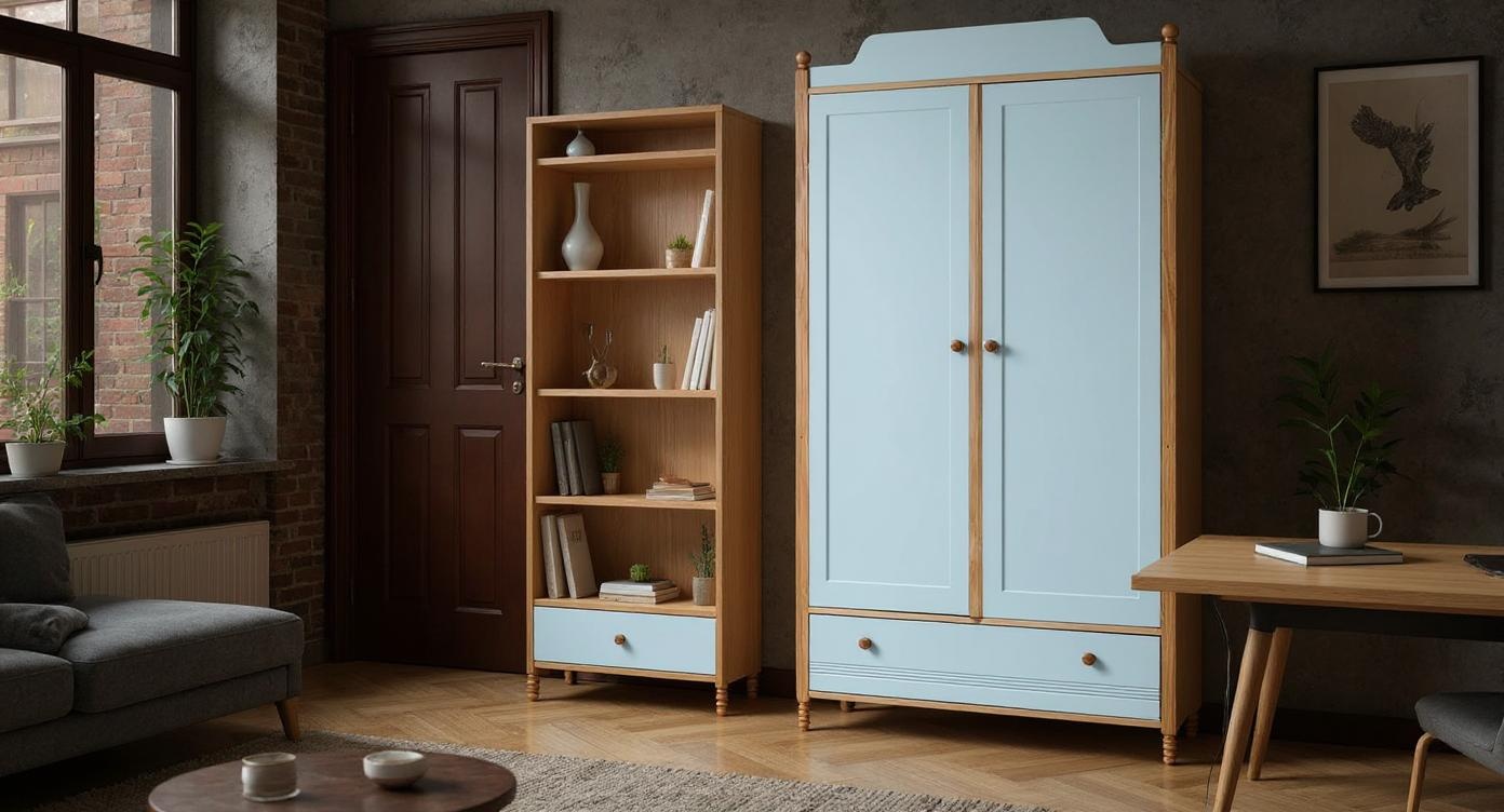 Romantischer Retro-Kleiderschrank aus Eiche für charmante Kinderzimmer