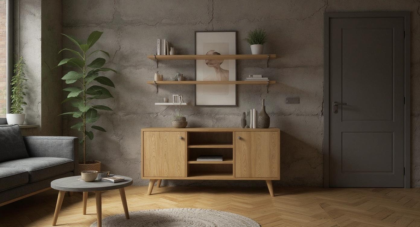 Runder Eichen-Nussbaum-Tisch mit einzigartigem Design