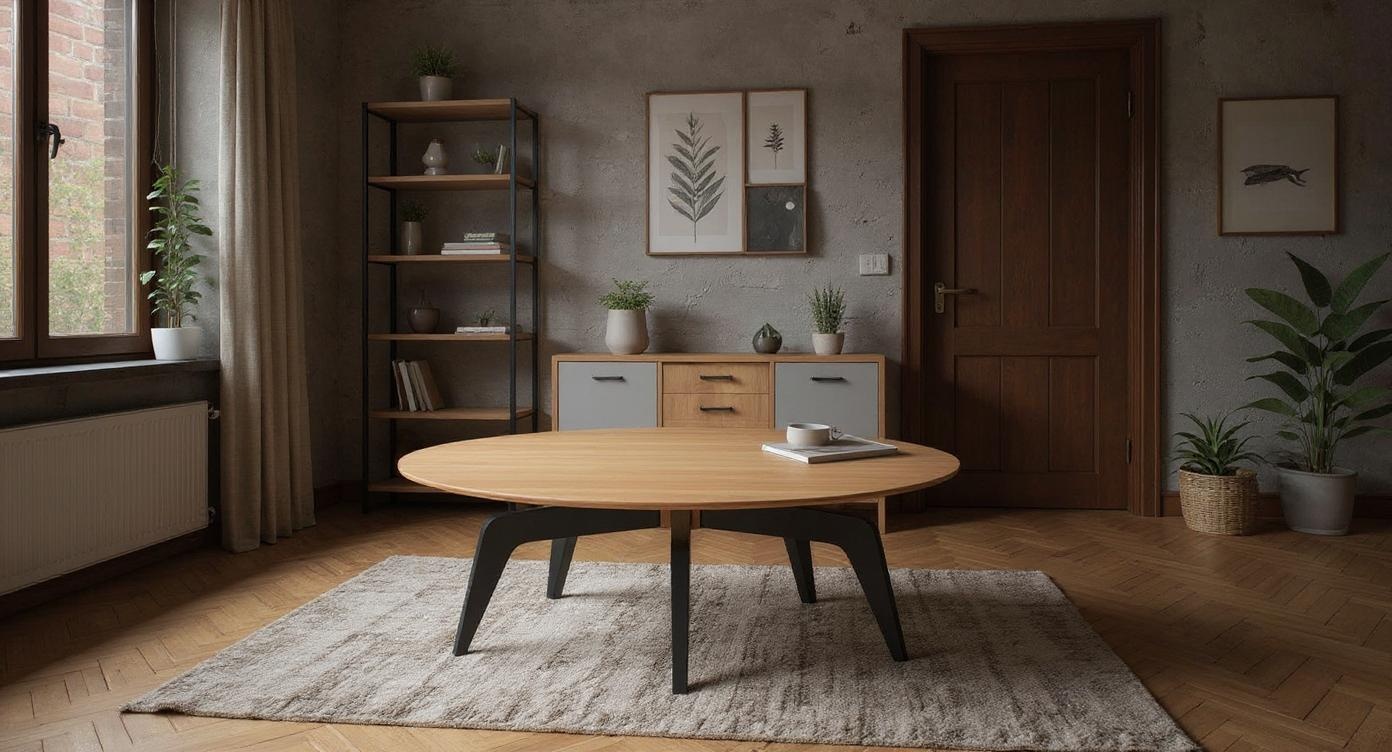 Vielseitiger erweiterbarer Couchtisch aus Naturholz mit modernem Design